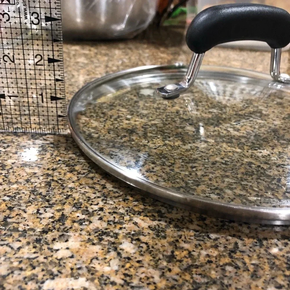 VTG REPLACEMENT LID GLASS STAINLESS STEEL BLACK HANDLE 9.5